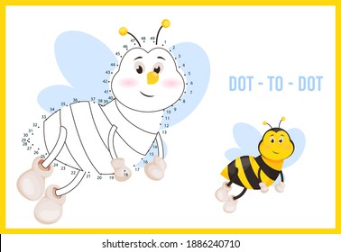 Dot to dot game for kids home schooling. Coloring page for children education. Number drawing line puzzle game. Mathematics activity, task homework study. Home schooling vector illustration.