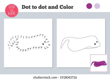 Dot to dot game for kids home schooling. Coloring page for children education. Number drawing line puzzle game. Mathematics activity, task homework study. Home schooling Coloring book vector.