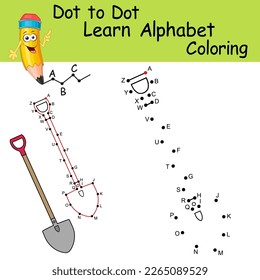 Dot to dot game with letters for kids. Learning the uppercase letters of English alphabet with cute cartoon Easter Eggs. Logic Game and Coloring Page for preschool. Worksheet for practicing alphabet.
