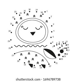 Dot to dot game - owl. Numbers games for kids. Coloring page. Vector illustration.