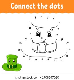 Dot to dot game. St. Patrick's day. Draw a line. For kids. Activity worksheet. Coloring book. With answer. Cartoon character. Vector illustration.