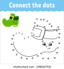 Dot to dot game. St. Patrick's day. Draw a line. For kids. Activity worksheet. Coloring book. With answer. Cartoon character. Vector illustration.