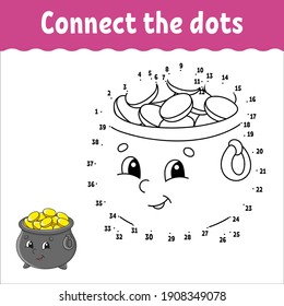 Dot to dot game. St. Patrick's day. Draw a line. For kids. Activity worksheet. Coloring book. With answer. Cartoon character. Vector illustration.