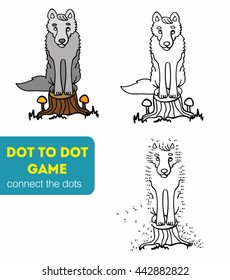Dot to Dot Games for Children. Cartoon wolf