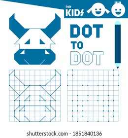 Dot to dot games for kids. Taurus zodiac. Connect the dots and drawing bull. Coloring page. Book. Puzzle activity worksheet. Sketch vector illustration