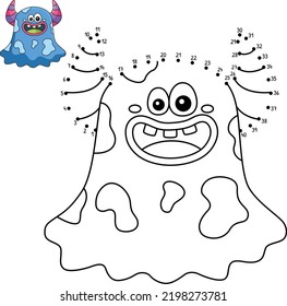 Dot To Dot Ghost Monster Isolated Coloring Page 