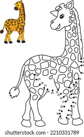 Dot to Dot Giraffe Isolated Coloring Page for Kids