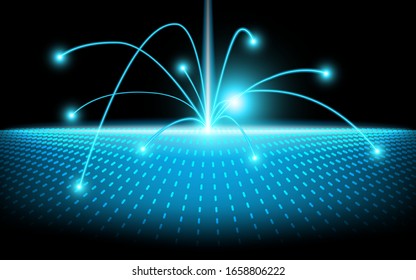 Dot glow light spread from center to around show connection and brodcasting, technology network abstract background.