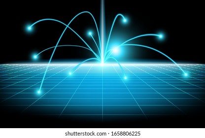 Dot glow light spread from center to around show connection and brodcasting, technology network abstract background.