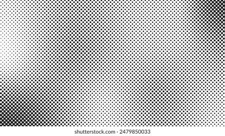 Dot gradation texture. Retro halftone gradient background.