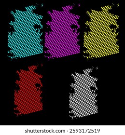 Dot gradient: seamless cyan, magenta, yellow, white, red.
