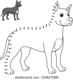 Dot to Dot Great Dane Dog Isolated Coloring Page