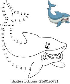 Dot to Dot Great White Shark Coloring Page