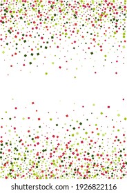 Dot Green Splash Frame. Isolated Confetti Illustration. Red Rain Square Mosaic. Geometric Pattern Wallpaper.
