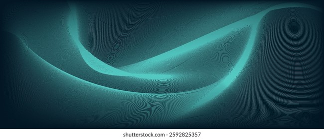 Dot green wave light screen gradient texture background. Abstract technology big data digital background. 3d rendering.