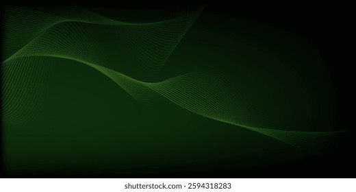 Dot green wave light screen gradient texture dark background. Abstract technology big data digital background.