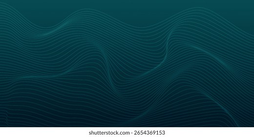 Fondo de textura de gradiente de pantalla de luz de onda verde de punto. Fondo digital de big data de tecnología Abstractas. Renderización 3D.