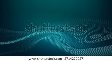 Dot green wave light screen gradient texture background. Abstract technology big data digital background. 3d rendering.