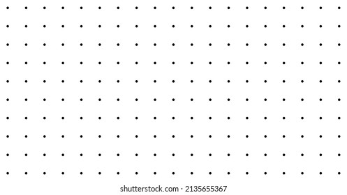 Dot grid background. Dot grid seamless pattern. Seamless texture with polka point. Black circles on white background. Square backdrop. Vector.