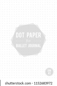 Dot grid paper. Size DIN A5. for bullet journal. Vector illustration, minimal design