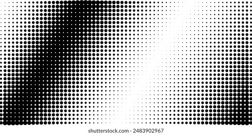 Dot grid pattern vector illustration. Simple black white point background with small and large polka dots. Abstract futuristic dotted mesh with gradient effect. Geometric minimal digital design.