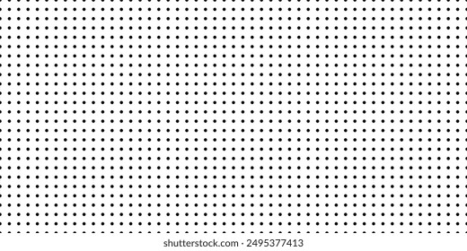 Dot grid pattern vector illustration. Simple black white point background with small polka dots. Abstract futuristic dotted mesh. Repeat noise tiny polka. Geometric minimal digital design.