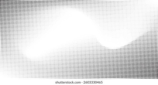Dot grid pattern vector illustration. Simple black white point background with small and large polka dots. Abstract futuristic dotted mesh with gradient effect. Geometric minimal digital design.