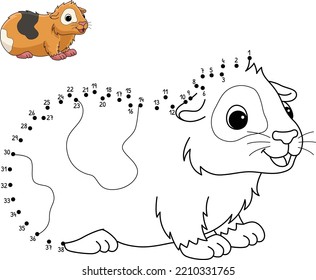 Dot to Dot Guinea Pig Isolated Coloring Page