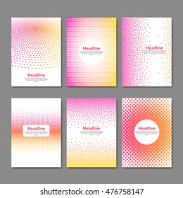 Dot halftone banners or flyers template design. Creative dotted colorful backgrounds.