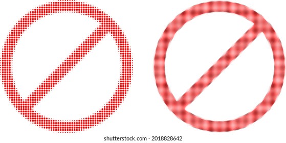 Dot halftone cancel icon. Vector halftone pattern of cancel icon organized of circle pixels.