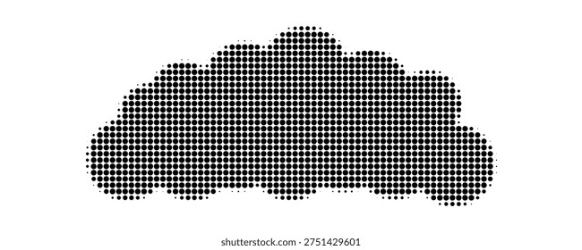 Dot halftone clouds pattern. Vintage grain texture of cloud or smog, half tone gradient noise smoke vector illustration