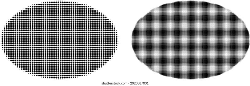 Dot halftone ellipse icon. Vector halftone concept of ellipse icon formed of spheric pixels.