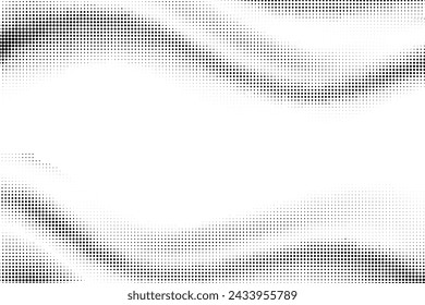 Dot halftone gradient background. Circle grid background. Black and white dotted wave pop art texture