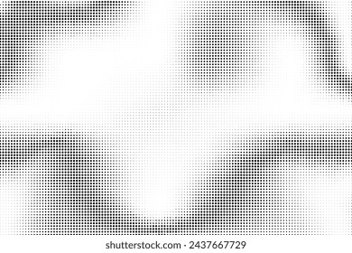 Dot halftone gradient background. Circle grid background. Black and white dotted wave pop art texture