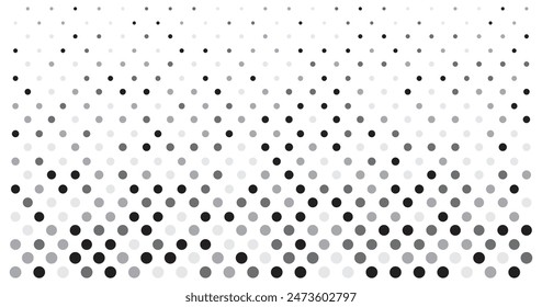 Dot halftone gradient black pattern background, polka shape circle seamless pattern.