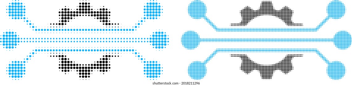 Dot Halftone Hitech Industry Icon. Vector Halftone Concept Of Hitech Industry Icon Constructed Of Circle Dots.