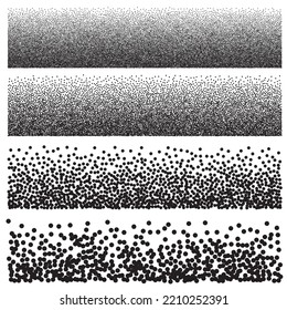 Dot halftone line gradient. Half tone texture background, stipple dot pattern, spot fade effect, halftone speckled vector illustration