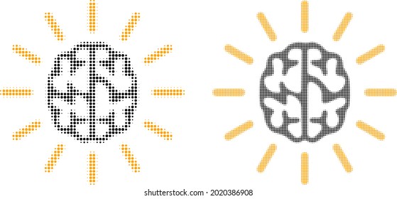 Dot halftone mind light icon. Vector halftone mosaic of mind light icon formed of circle dots.