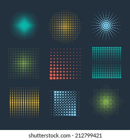 dot halftone patterns color. vector set. eps8