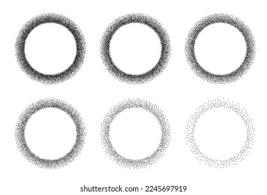 Dot Halftone Round Circle Gradient, Half Tone Texture Background, Stipple Dot Pattern, Spot Fade Effect, Speckled Rings Vector Illustration