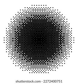Dot Halftone Round Circle Gradient  Half Tone Texture Background  Dither Stipple Dot Pattern  Spot Fade Pixel Art Effect  Vector Illustration