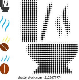 Dot halftone toilet smell icon, and bonus icons. Vector halftone concept of toilet smell icon organized of circle dots.
