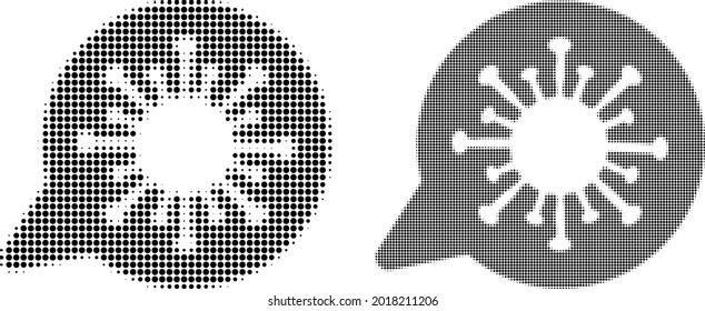 Dot halftone viral message icon. Vector halftone composition of viral message icon combined of round elements.
