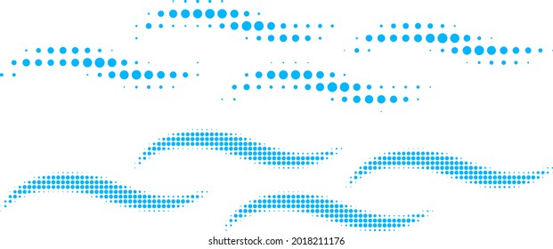 Icono de superficie de agua de medio tono de punto. Composición de medio tono vectorial del icono de superficie de agua hecho con elementos redondos.