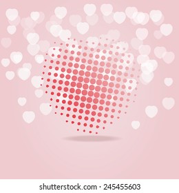 Dot heart in glitter Background by halftone in vector
