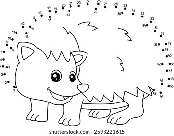 Dot to Dot Hedgehog Farm Animal Isolated Coloring 