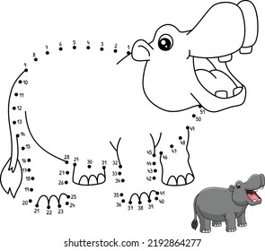 Dot Dot Hippopotamus Coloring Page Kids Stock Vector (Royalty Free ...