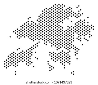Dot Hong Kong map. Vector territorial scheme. Cartographic pattern of Hong Kong map formed of small spheres.