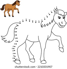 Dot to Dot Horse Isolated Coloring Page for Kids