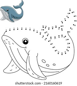 Página de Colores de Ballenas Dot to Dot Humpback para niños